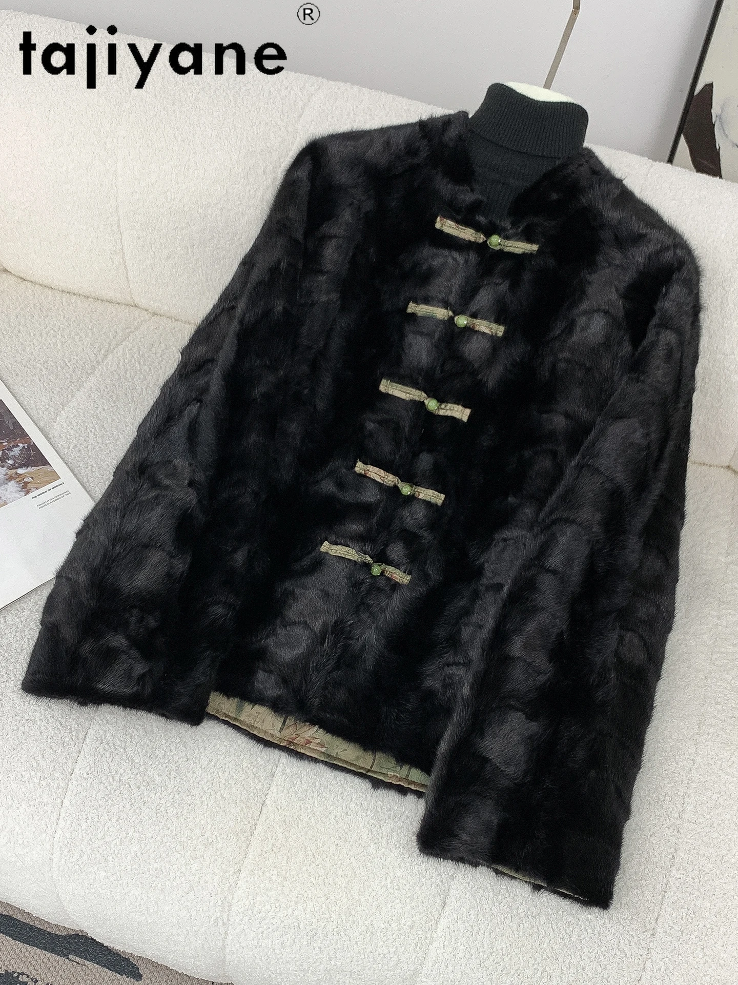 TAJIYANE 100% Naturalny Płaszcz z Futra Norki Damski Dwustronny Prawdziwe Futro Eleganckie Płaszcze w Chińskim Stylu Zimowe Ubrania Damskie 2025 шуба