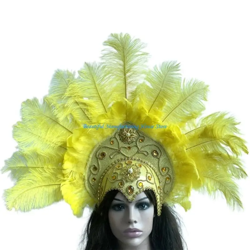 E56A 1920S Feathered Hairband Carnivals Gathering Party Headband FatTuesday Hairhoop