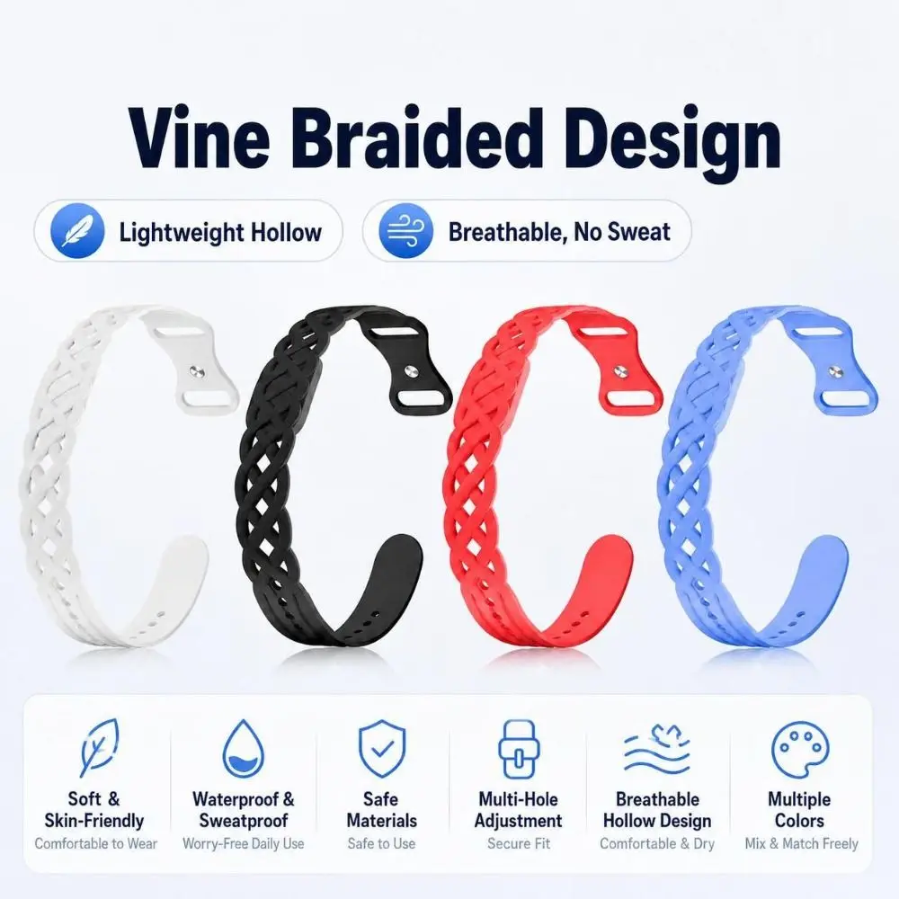 Silicone Replacement Watch Band Breathable Cutout Hollow Vine Pattern Smartwatch Strap Sport Style for Google Fitbit Air