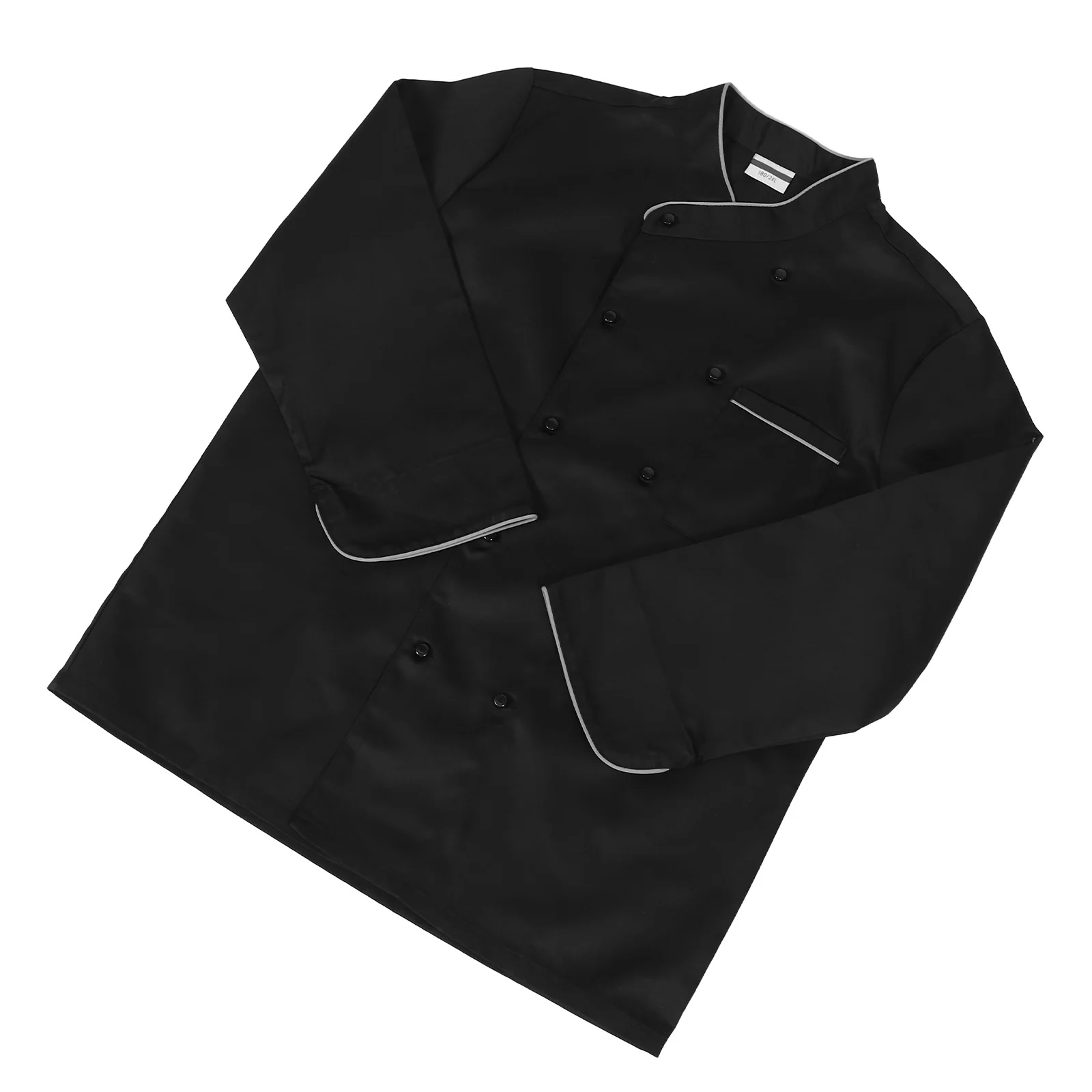 シェフ作業服：長袖ブラックユニセックスキッチンコート、飛沫防止、レストラン、ホテル、バーベキュー、屋外、屋内用