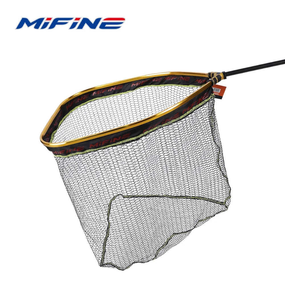 MIFINE Fishing Hand Net Glue Coating Net Length 56CM with Aluminum Alloy Frame Telescopic Rod for Fishing Camping Accessories