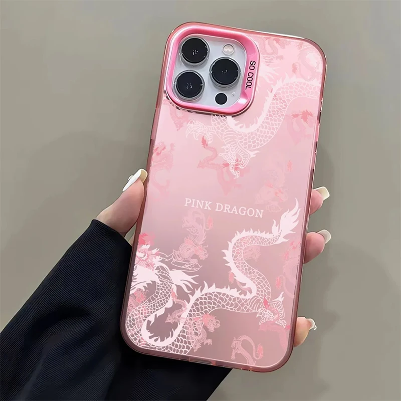 Funda de teléfono Loong china rosa súper genial para iPhone 17 16 15 14 13 12 11 Pro Max XR XS MAX 7 8 PLUS MINI INS cubierta mate de lujo