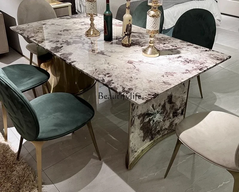 

z.Luxury Stone Dining Table Natural Marble Light Luxury Italian High-end Imported