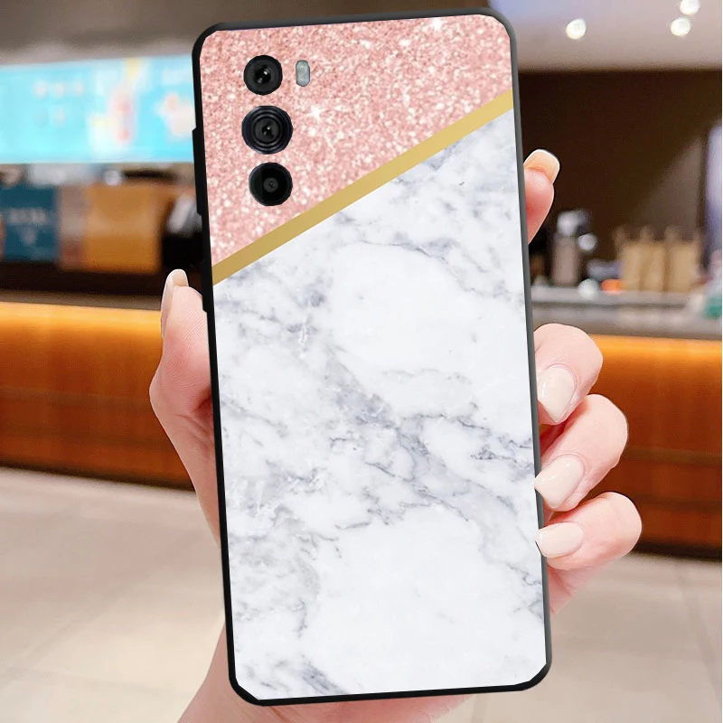 حافظة هاتف لهاتف موتورولا إيدج 50 40 برو 60 50 40 30 Ultra Neo Fusion Moto G85 G72 G53 G54 G84 G13 G32 كلمة أناناس رخامية فنية