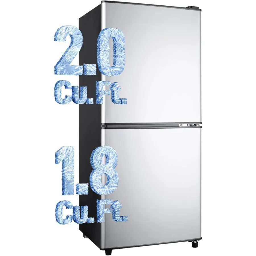 Refrigerador de doble puerta de 4,0 pies cúbicos con congelador inferior y cajón con 7 configuraciones de temperatura ajustables, ideal para el dormitorio
