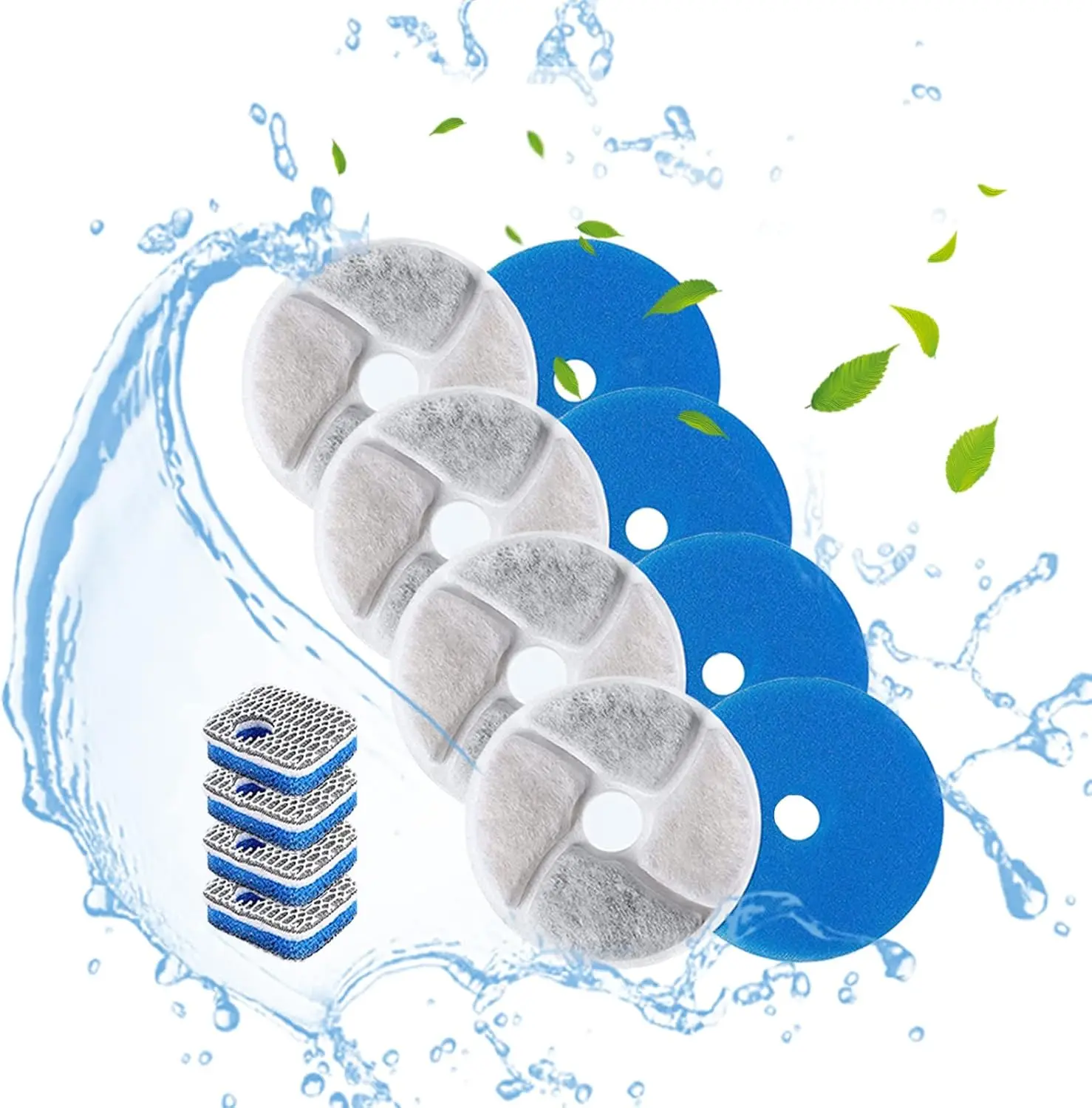 Reemplazo del filtro de fuente de agua para gatos para fuente de gatos, filtro de fuente para mascotas, filtros de repuesto de filtración triple