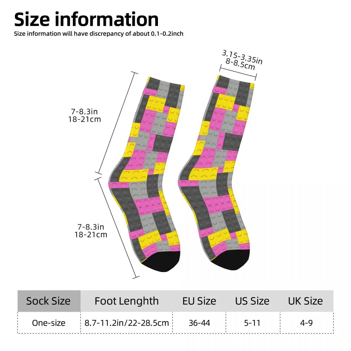 Yellow Gray Pink Building Blocks Bricks Master Builder Bath Mat Socks Shopping 3D Print Boy Mid-calf Sock