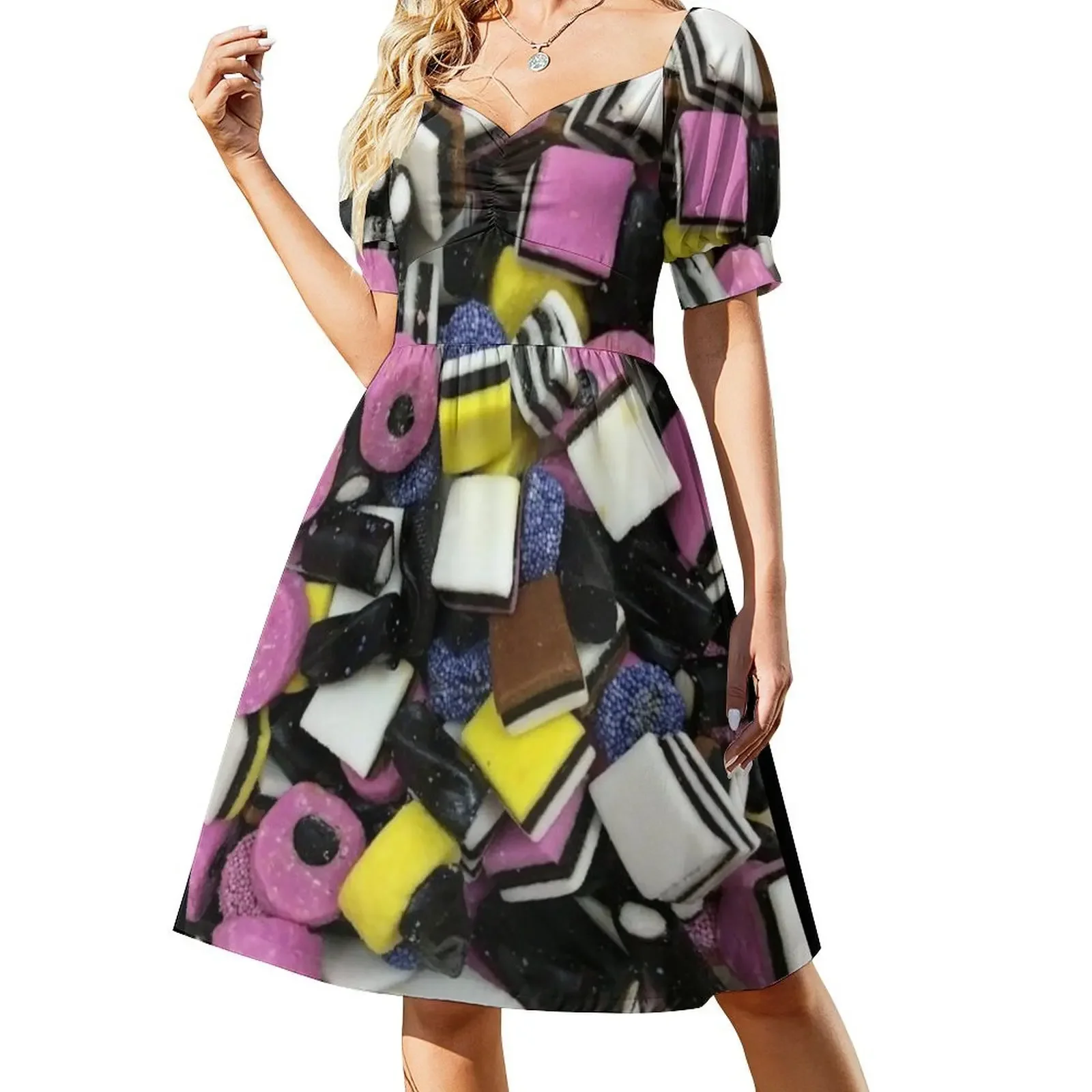 

Liquorice Allsorts Sweet Candy All Over Selection Photo Short-Sleeved Dress elegant dress sexy dress for women