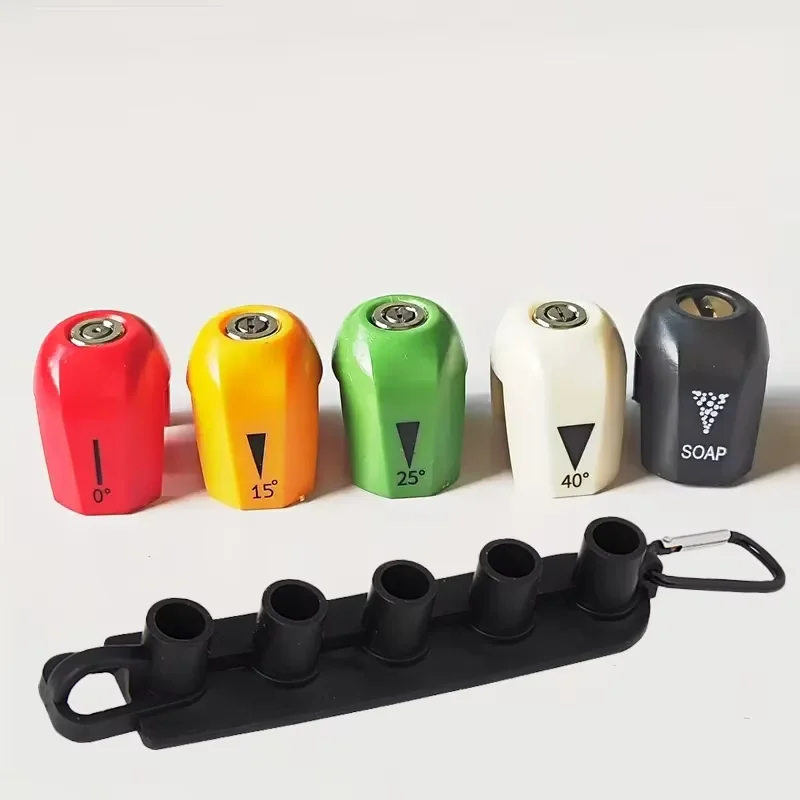 5pcs Car Wash Tool Quick Connect Nozzle Set for Pressure Washer, High-Pressure Cleaning Gun Kit (0°, 15°, 25°, Soap), 5 Colors