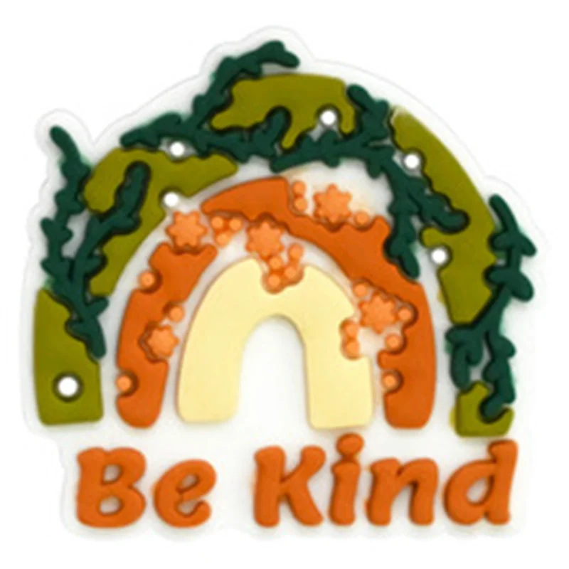 Be Kind Phrase Series, подвески для обуви из ПВХ, милые радужные цветы любви, бабочка, украшение для обуви, подарок на день рождения своими руками