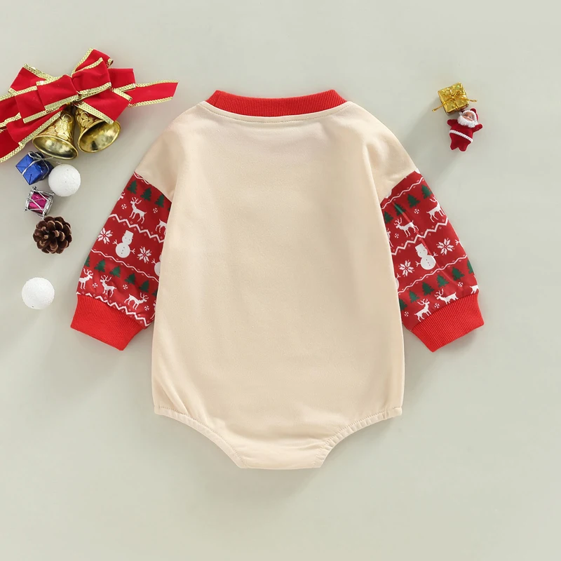 Blotona Toddler Baby Christmas Romper, Snowman/ Elk/ Santa Print Casual Long Sleeve Jumpsuit for Newborn Girl Boy, 0-18Months