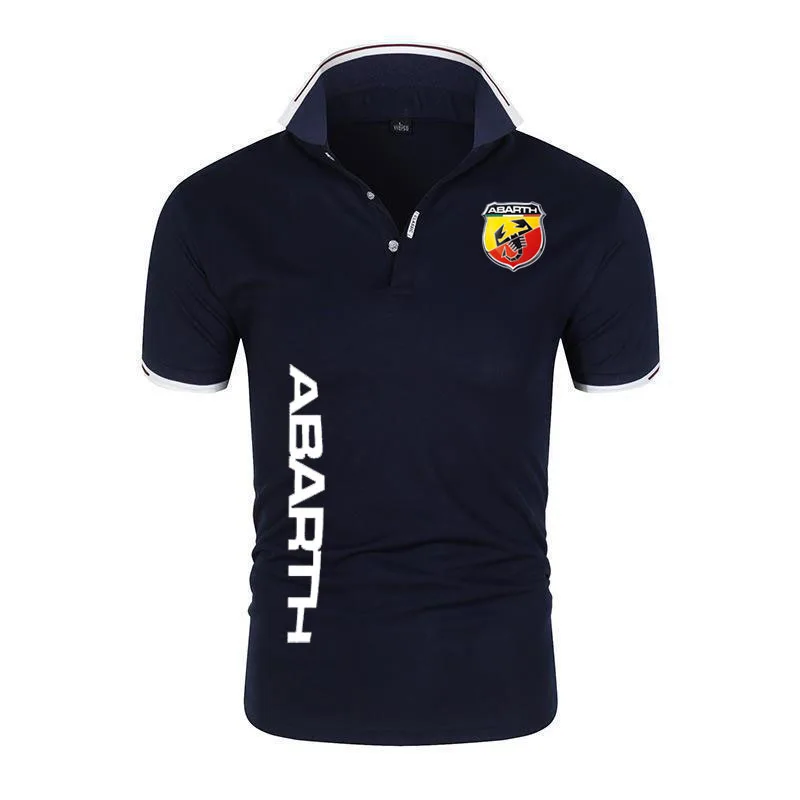 2024 new solid color men\'s POLO shirt oversized T shirt abarth print loose trend business casual men short sleeve top