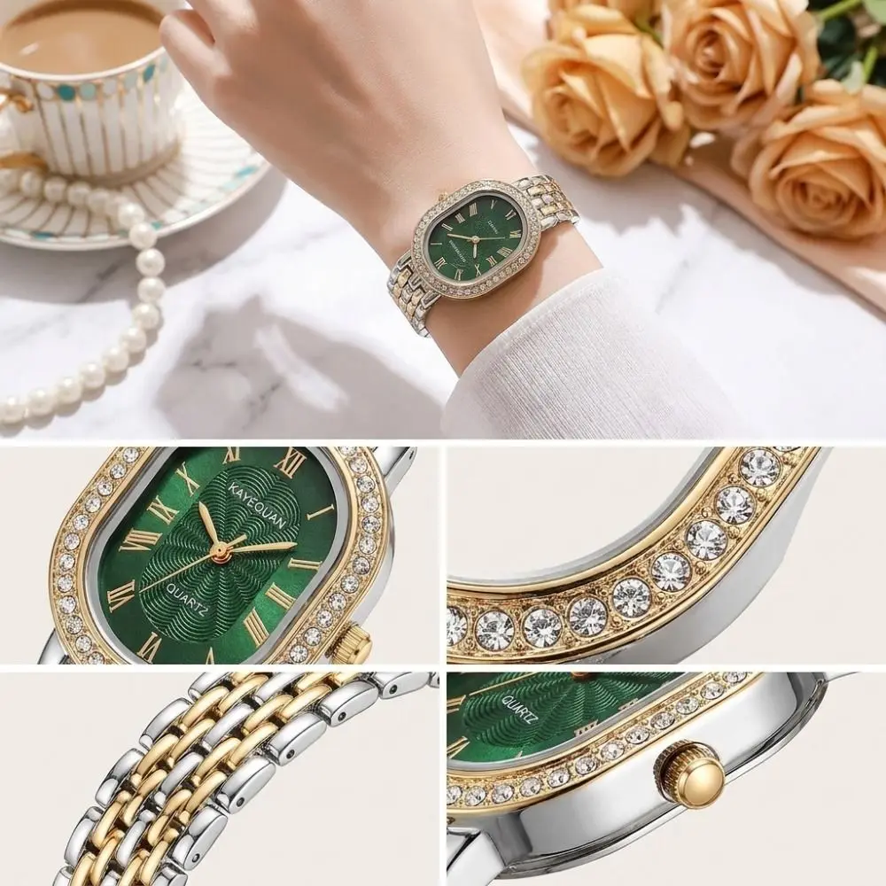 Oval Dial Women's Quartz Watch Minimalist Elegant Ladies Wristwatch Adjustable Quartz Movement Vintage Female Clock