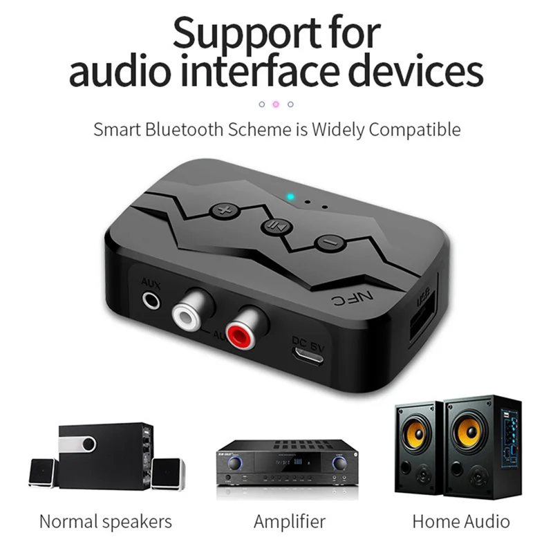 

Well Made-5.0 All-In-1 Bluetooth Receiver NFC Bluetooth Transmitter Supports TF Card U Disk Playback RCA Call Adapter Easy To Us