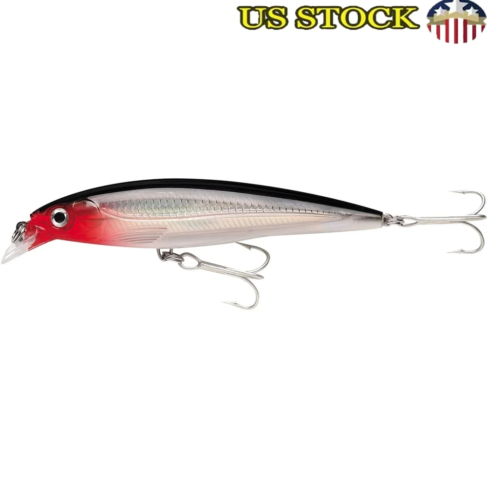

Saltwater Fishing Lure 3 1/8 Inch X-Rap Suspended Long-Cast Holographic Eye Textured Body VMC Perma Steel Hooks