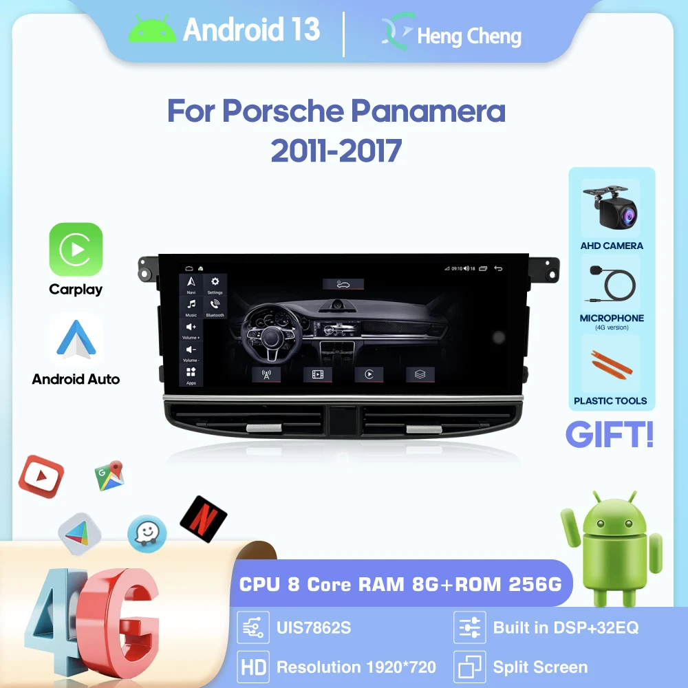

12.3 " Car Multimedia Video Player For Porsche Panamera 2011-2017 GPS Navigation Android Auto Radio stereo Carplay 4G 360Camera
