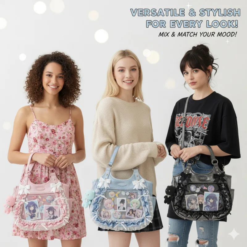 

Ballet Bow Itabag Y2K Backpacks Satin Apron Doll Display Bag High Capacity Cute Shoulder Tote Bag Handheld Itabag Backpacks New