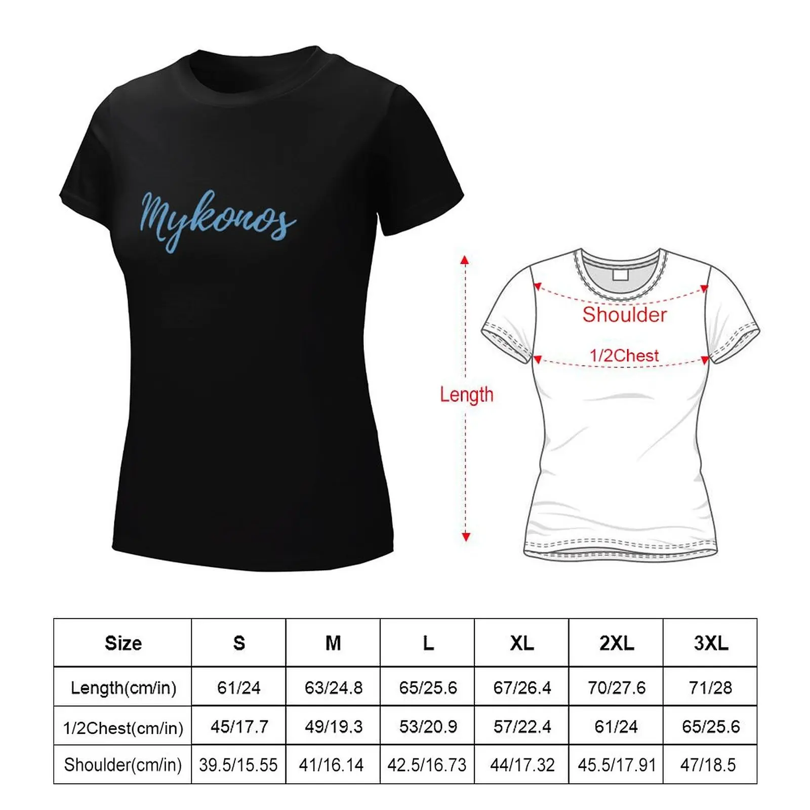 Mykonos T-Shirt Tops Zomer Kleding Dame Kleding Blouse Workout Shirts Voor Vrouwen Losse Pasvorm