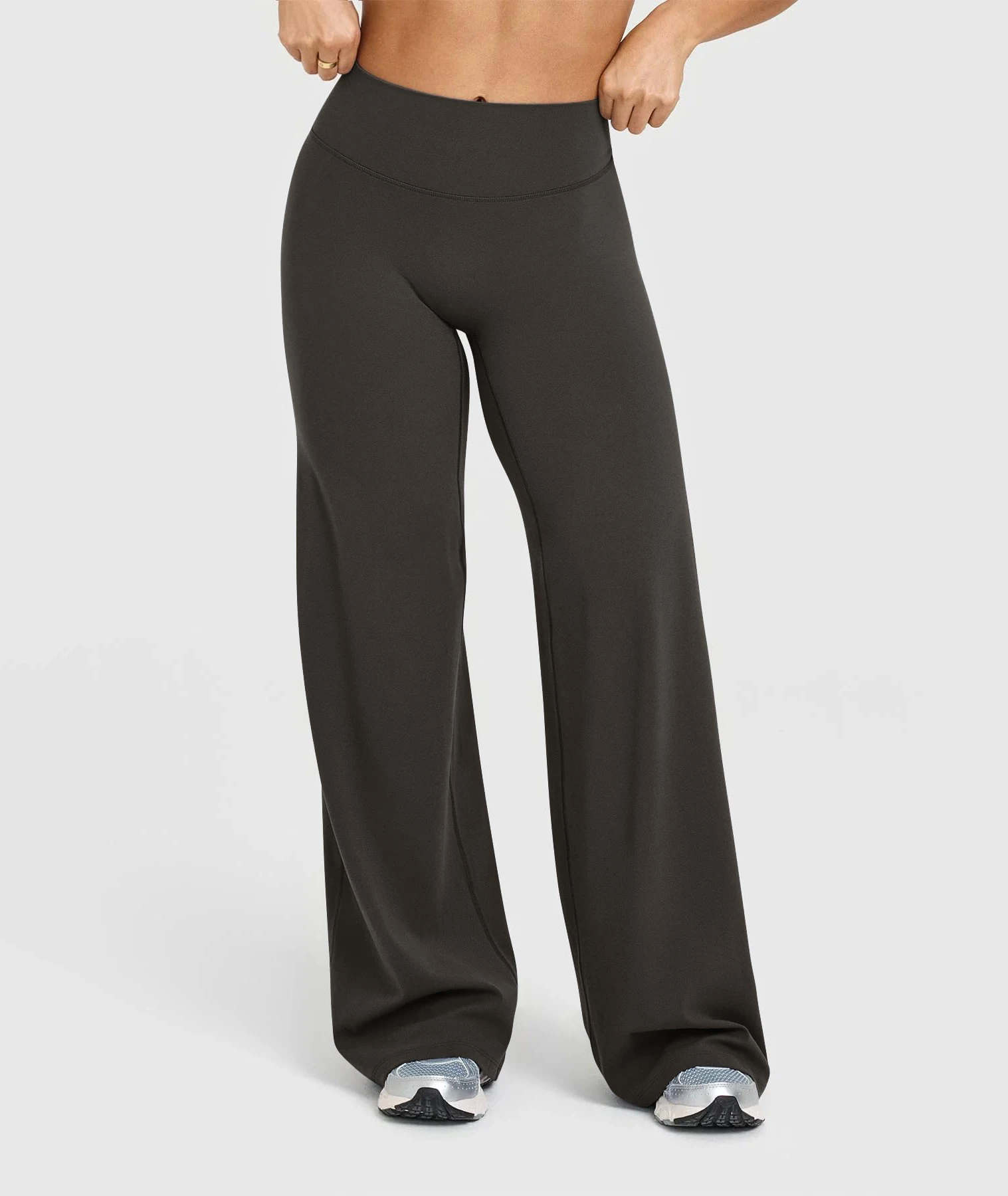 Hoge taille wijde pijpen yogabroek dames, butt lift, koffiebruin, workoutbroek, flare leggings, buikcontrole, gym fitness kleding
