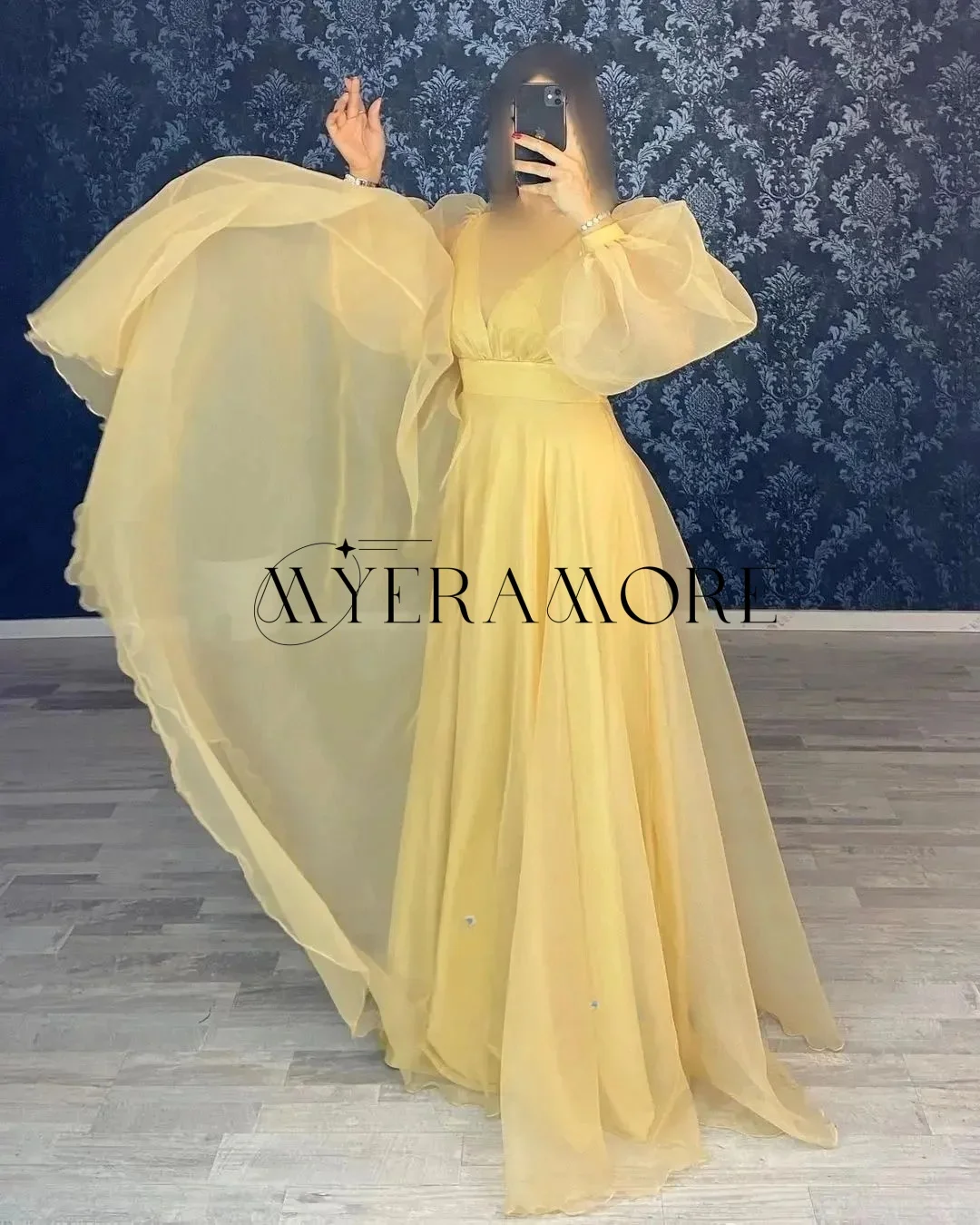 

Высококачественные вечерние платья с круглым вырезом и пышными длинными рукавами, женские платья для выпускного вечера по индивидуальному заказу فستان سهرة نسائي