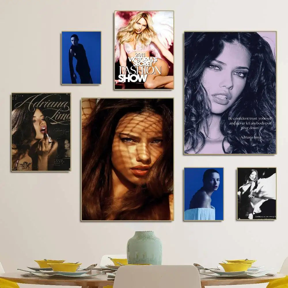 Supermodels Adriana Secret Lima DIY Sticky Poster Waterproof Paper Sticker Coffee House Bar Home Decor