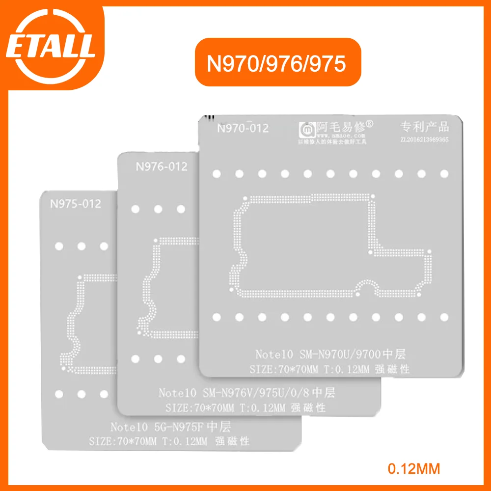 

Amaoe Middle Layer Reballing Stencil Template for Samsung Note 10 5G SM-976V SM-975U N975F N970 N976 Solder Tin Planting Net