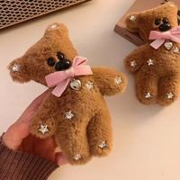 Mr. Bean same teddy bear hairpin star embellishment - side bangs cute animal BB clip