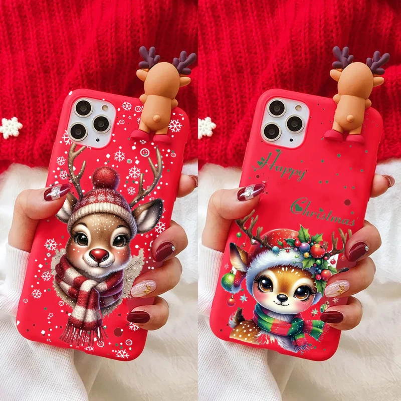 Tree Hat Scarf Deer Bear DIY Christmas Case For Redmi Note 13 11 10 12 Pro 5G 8 9 12s 4G 9s 10s 11s Cute Tpu Soft Cover