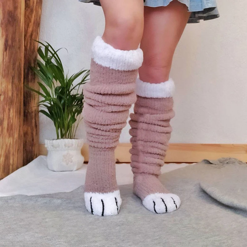 

Animal Paws Cute Cosplay Thick Knee-High Socks Fall Winter Hosiery Women Plush Warm Stockings