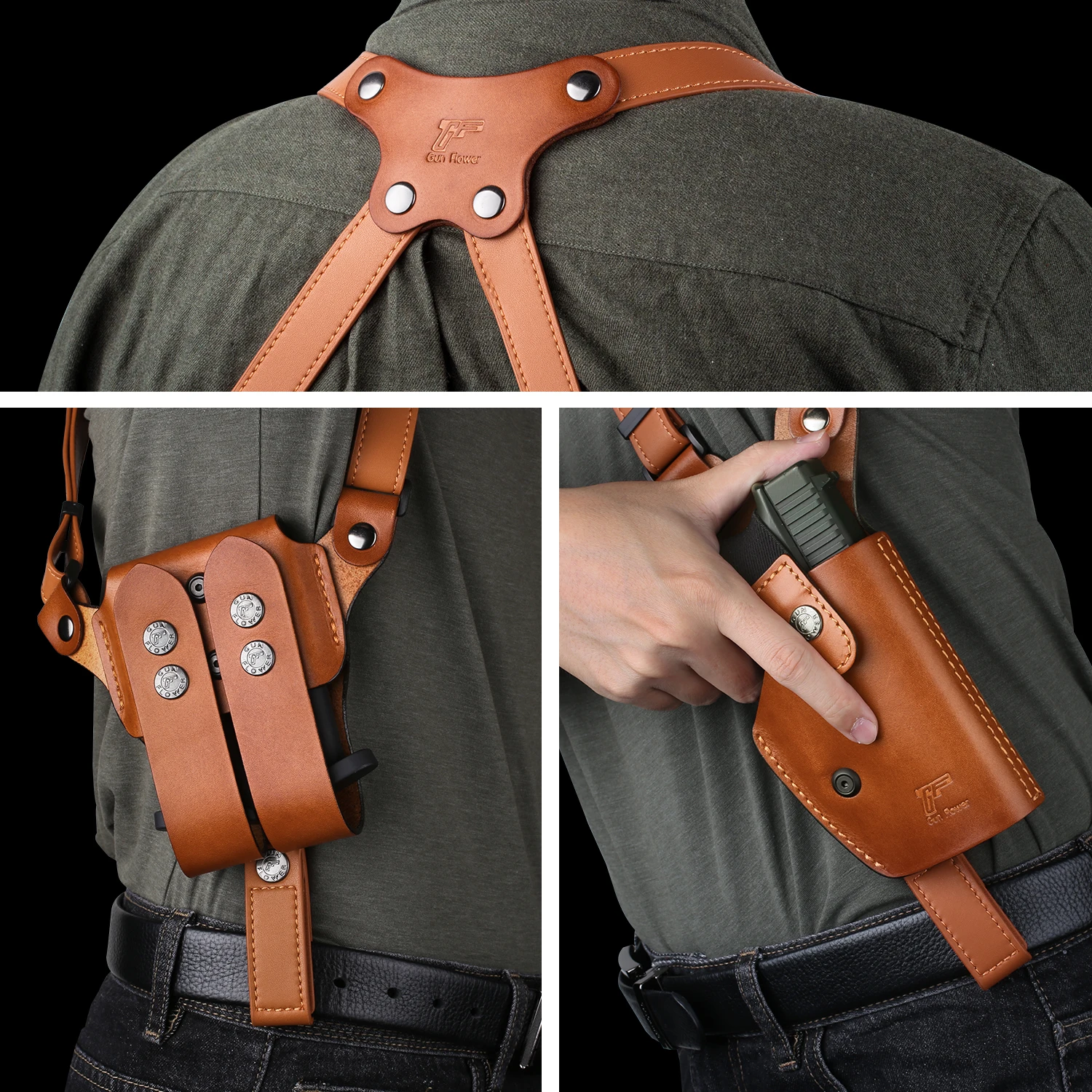 Universal Leather Shoulder Holster Vertical Concealed Carry with