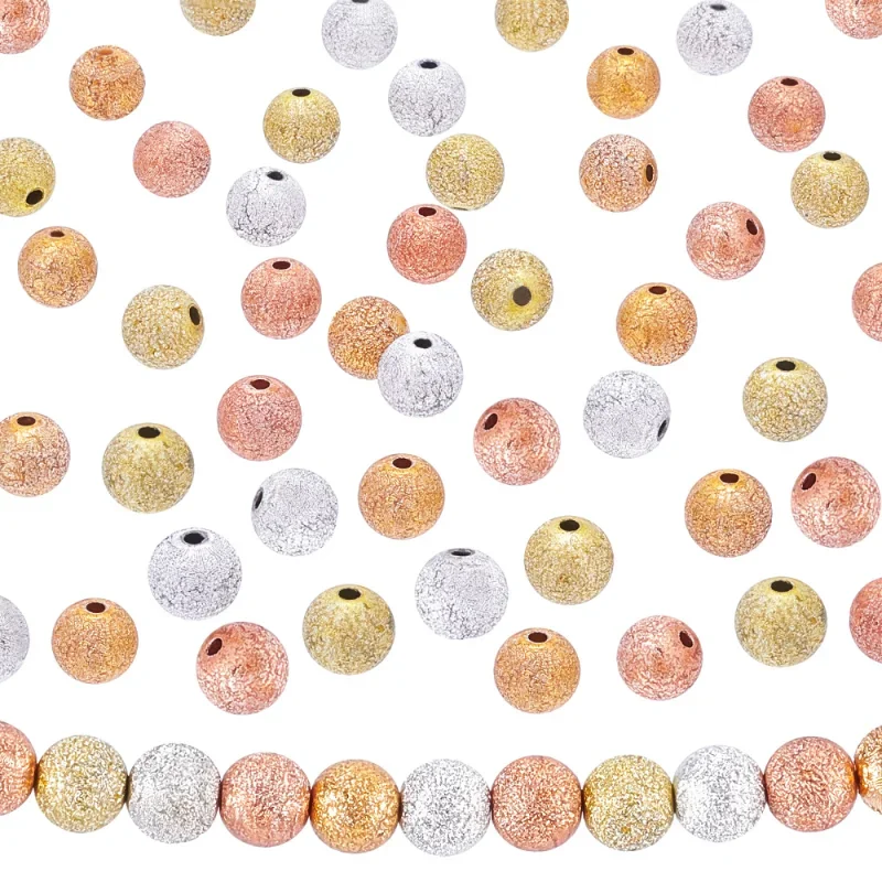 120Pcs Matte Sparkle Acrylic Beads 8mm Round Spray Painted Loose Bead for Jewelry Making Necklace Earring DIY Craft Supplies