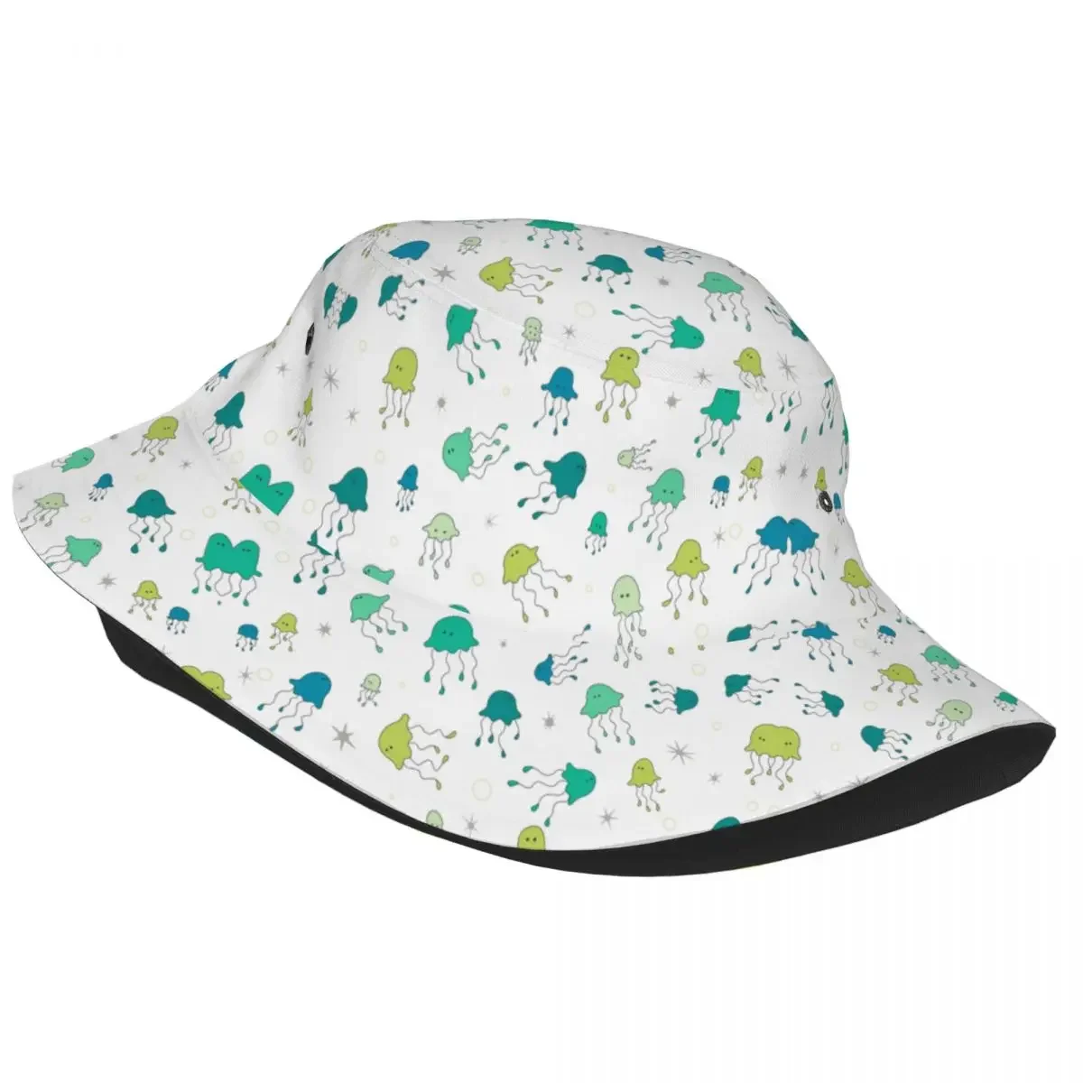 Jiggly Jellyfish Pattern Unisex Bucket Hats Custom Summer Travel Beach Hat