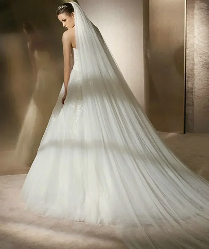 

Свадебная фата недорогая с расческой, хит продаж, длинная фата-катедрал с шлейфом и расческами для невесты, 3 метра