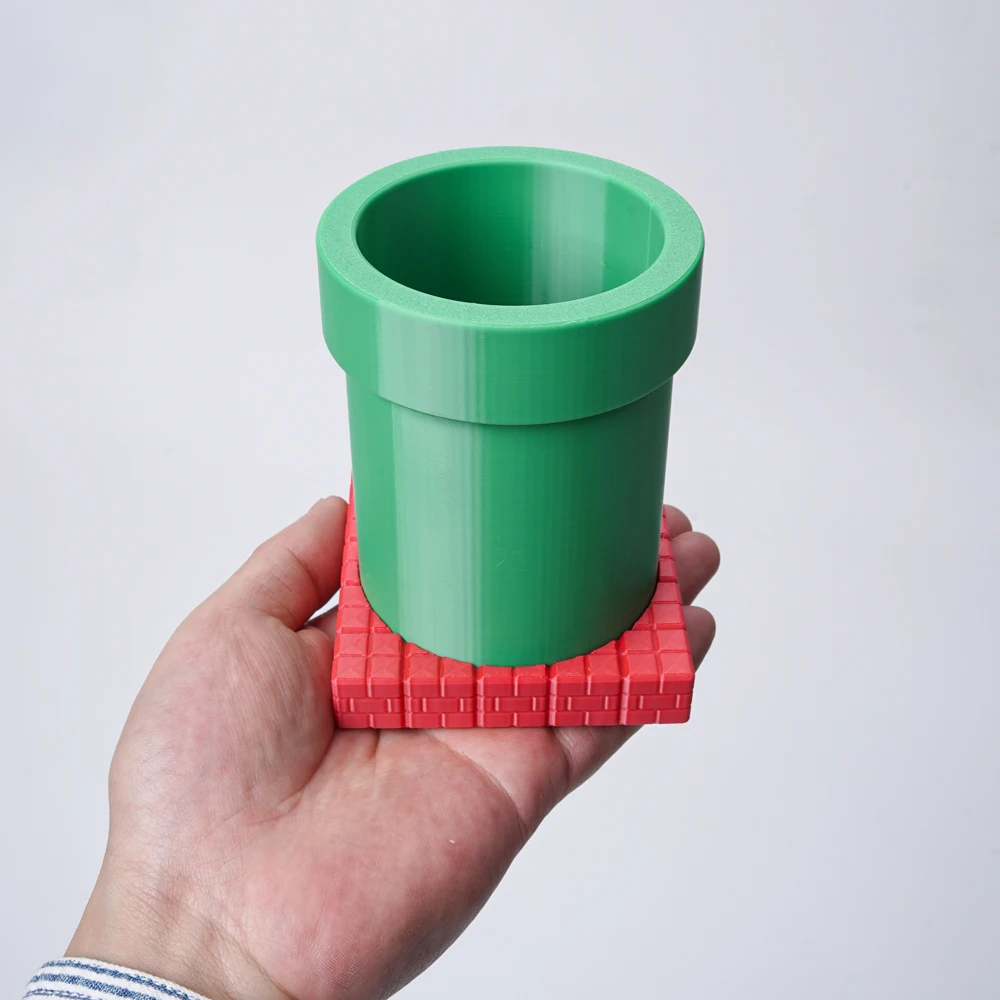 1 Creative Pen Holder Green Pipe and Red Brick Combo Set. Creative Storage Pen Holder in Retro Gaming Style for Your Desk. Stac - view 3