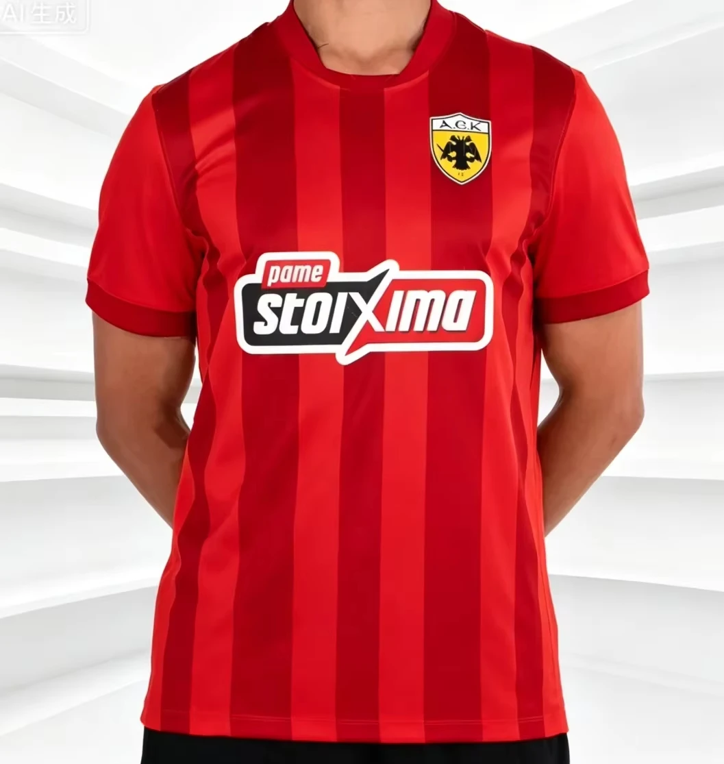 2026 Summer AEK Athens Home Football Jersey Greek Jersey Autumn Sports Dry Quickly Men's T-Shirt Children's Clothing Tee Y2k