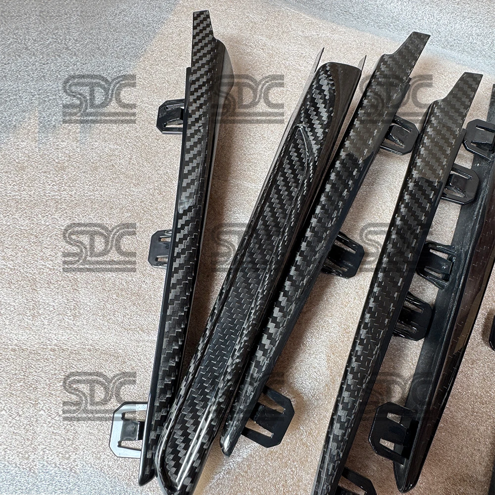 حقيقي الجاف الكربون الجانب الحاجز الزخارف استبدال لسيارات BMW M3 F80 M4 F82 F83 2014-2018 المنافسة الجبهة الحاجز غطاء إطاري 2 قطعة/المجموعة #2