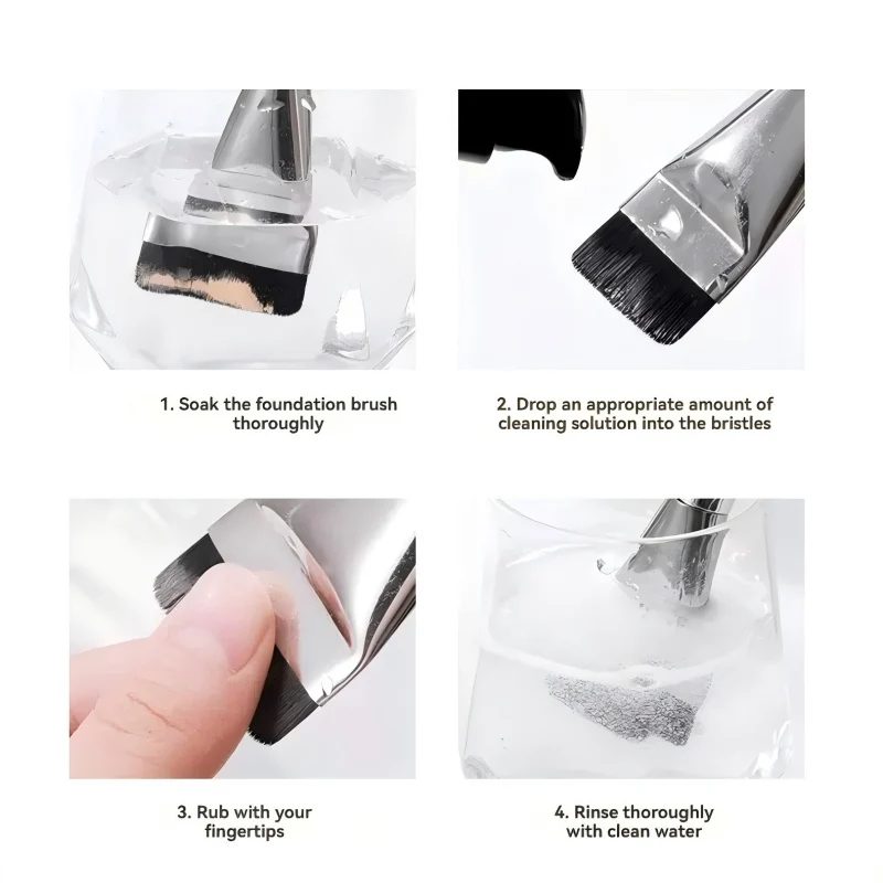 Ultra-Thin No-Mark Concealer Applicator Tool 3-in-1 Set | Flat Head Foundation Brush & Black Makeup Puff Blender Sponge for Flaw