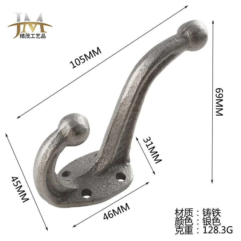 European industrial style clothes hook cast iron door hook cast iron coat hook retro wrought iron decoration.