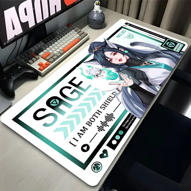 Valorant حكيم ماوس الوسادة كمبيوتر محمول مثير أنيمي فتاة ماوس XXL Kawaii الثعلب تمديد حصيرة مكتبية ملحقات ألعاب الكمبيوتر لينة لوحة المفاتيح البساط #1