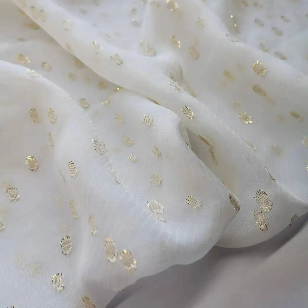 

On Sale 1 Meter Silk Fabric Lurex Saree Sudan Toub Silk Metallic Shiny Voile Tissue