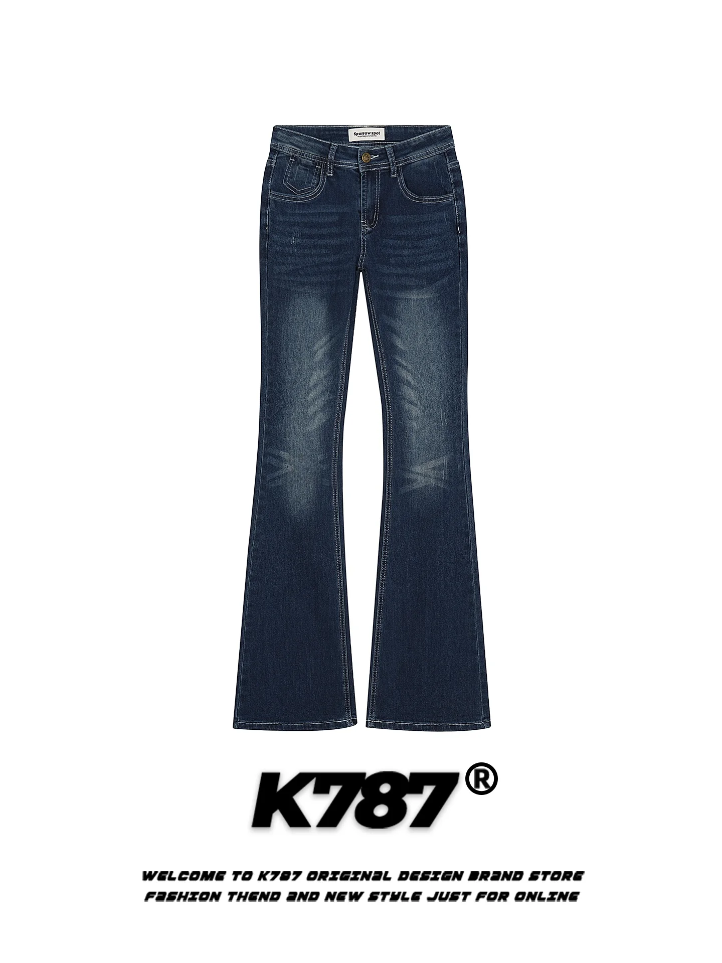 

American Sle Vintage Jeans Women's Distred Slimming Sexy Casual Wide Leg Pants High Waist Denim Blue Jeans