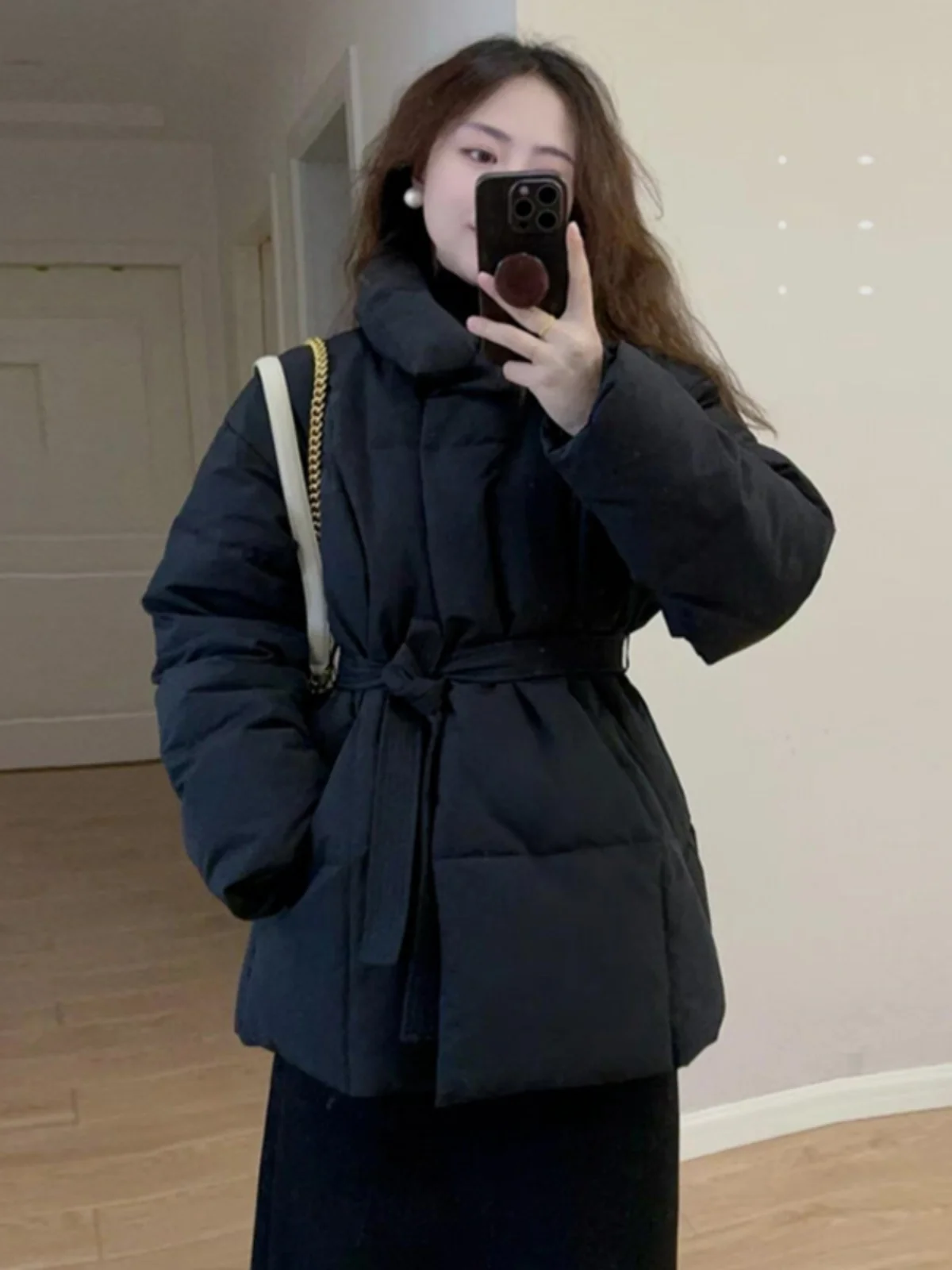 

Fashionable Short Bread Jacket Women's Cotton Coat Slimming Waist Design Trendy Korean Style Thickened Long Sleeve Outerwear