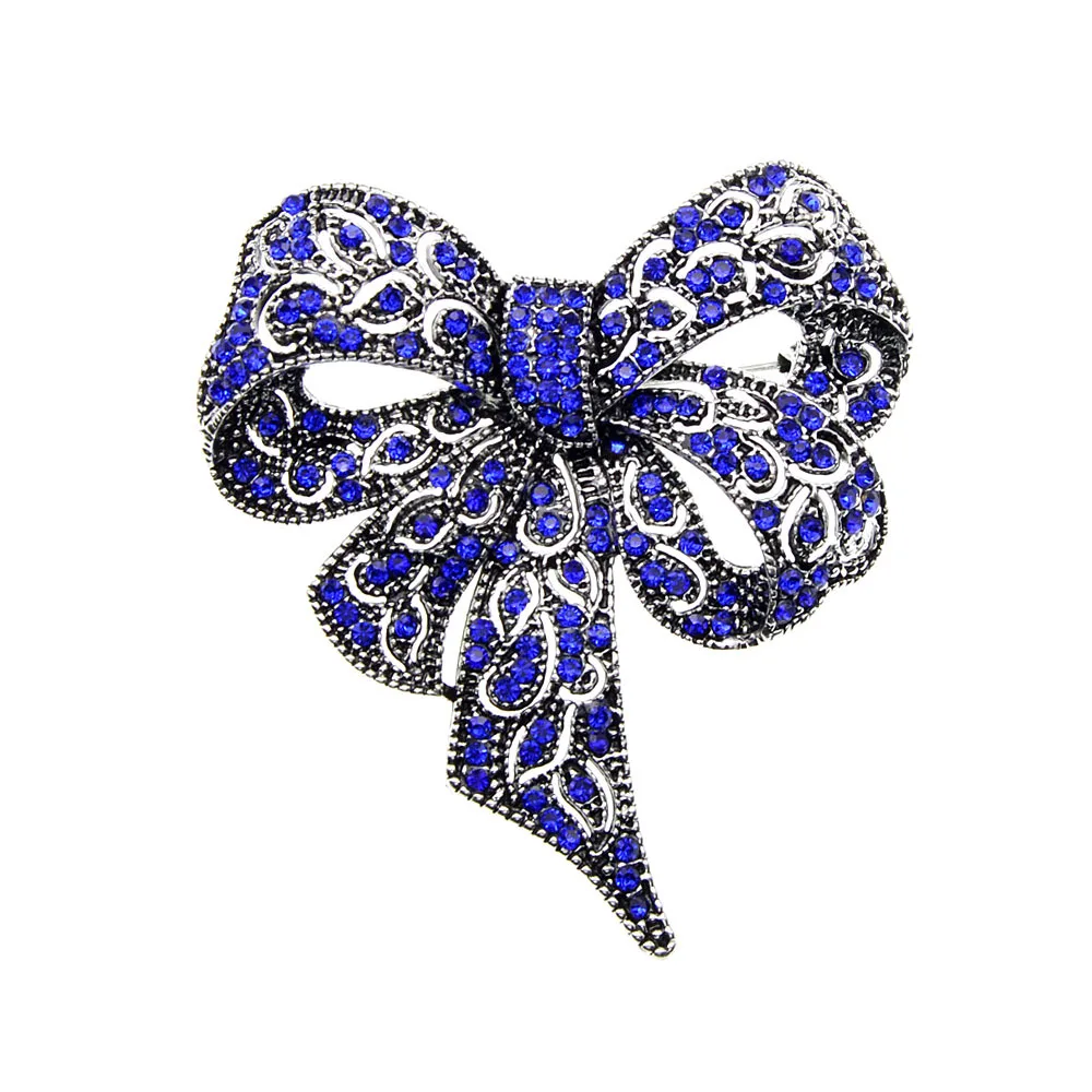 women rhinestone studded bow brooch, fashionable clothing accessories pins jewelry