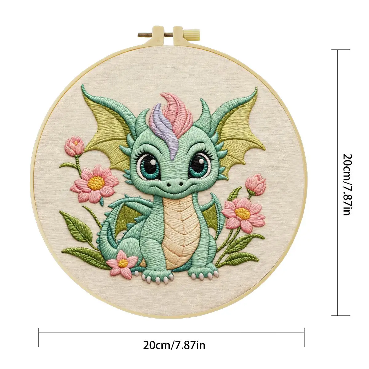 1 Stück 20X20CM/15X15CM 7,87/6,3 Zoll Drachen-Stickerei-Starter-Kit DIY-Kit DIY-Stickerei-Set Handarbeiten Nadelkunst Heimdekoration – Detail 3