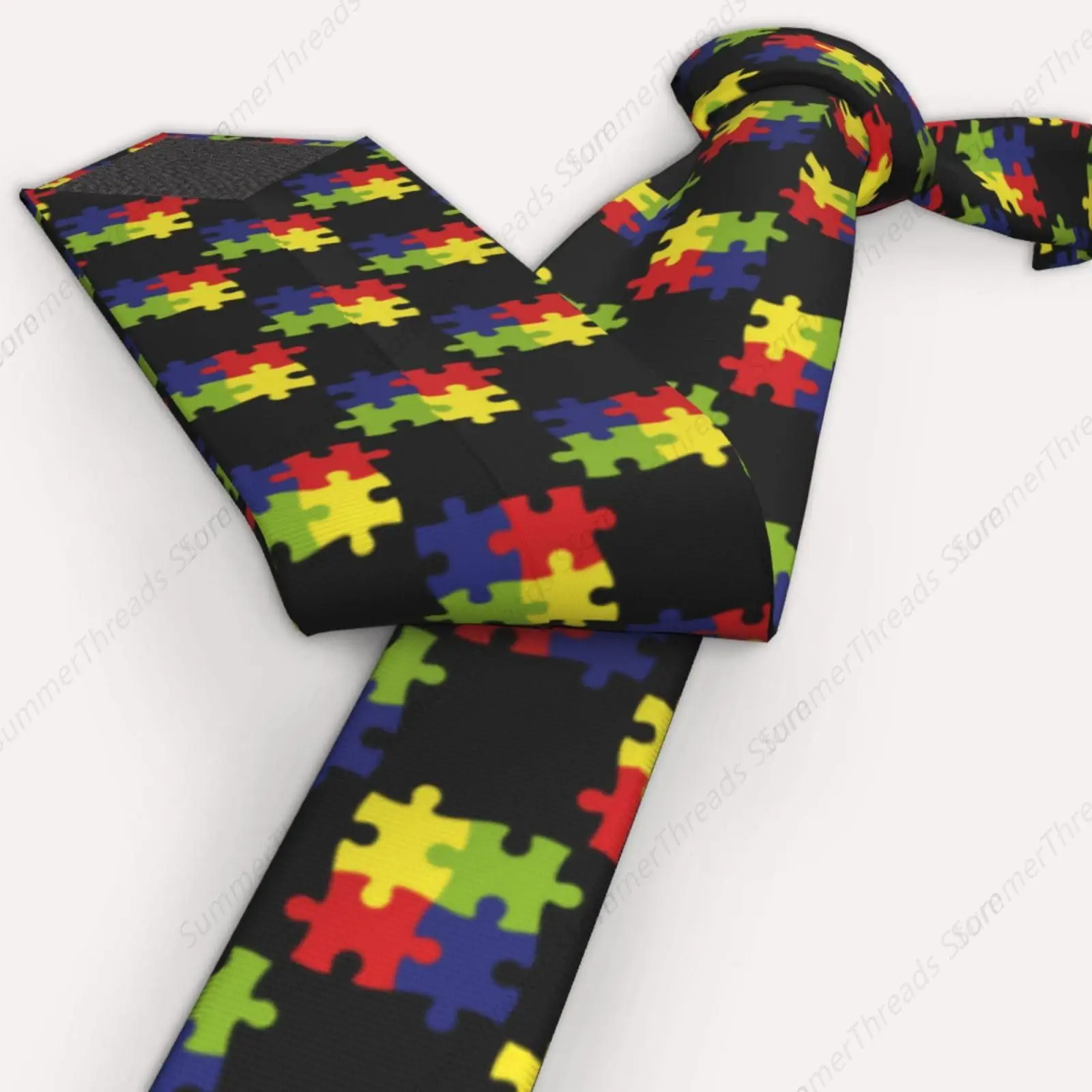 Autism Awareness Month Puzzle Puzzles Men'S Novelty Tie Necktie Neckties For Mens Wedding Party Work Casual Holiday Party Gifts