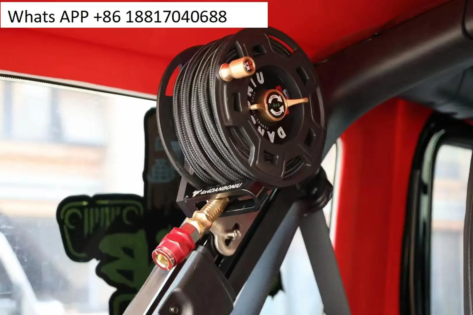 All-Terrain with Auto Retract Air Pump Hose Reel Pump Tube Storage Artifact for Off-road Pump Inflation Tube Storage 7M Pipe