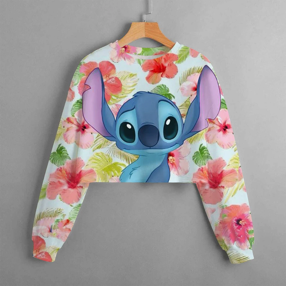 Children\'s clothing sweatshirt new cartoon casual printing Disney Stitch short sweater girl children\'s clothing clothing top