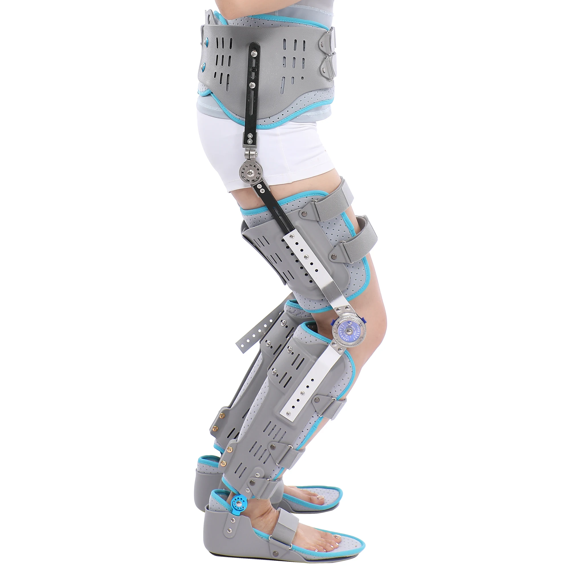 Stlf ajustável duplo joelho tornozelo pé suporte fixo exoesqueleto órtese dobradiça tornozelo e pé cinta para tornozelo pé orthose