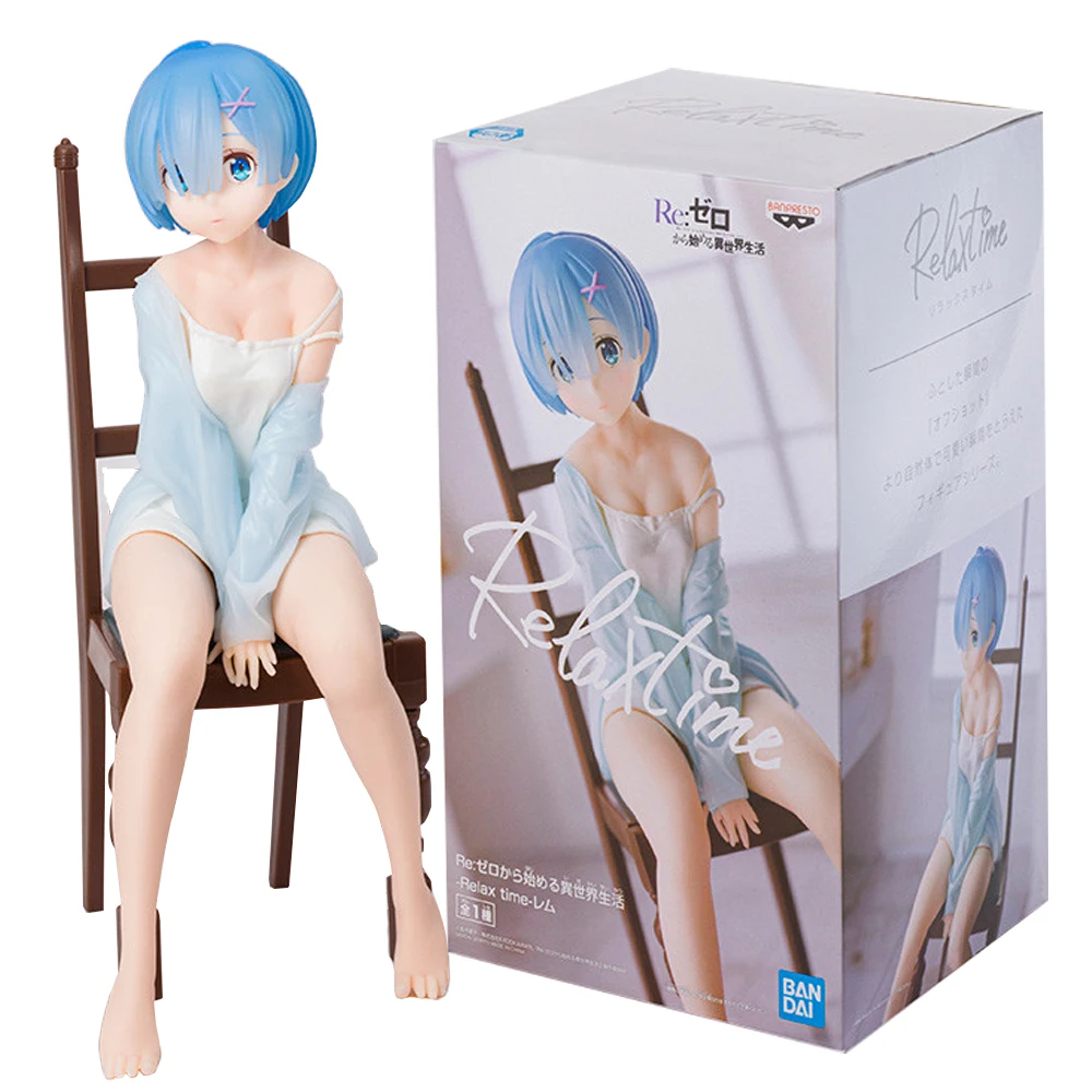 20cm-anime-figura-re-zero-kara-hajimeru-isekai-seikatsu-rem-ram-pijamas-cadeira-sentada-modelo-bonito-boneca-pvc-brinquedos-ornamentos