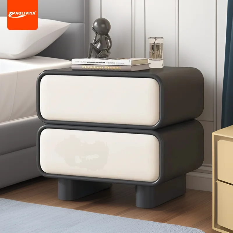 

AOLIVIYA Simple Stylish Modern Leather Bedside Cabinet A84 Small Creative Bedroom Bedside Storage Shelf